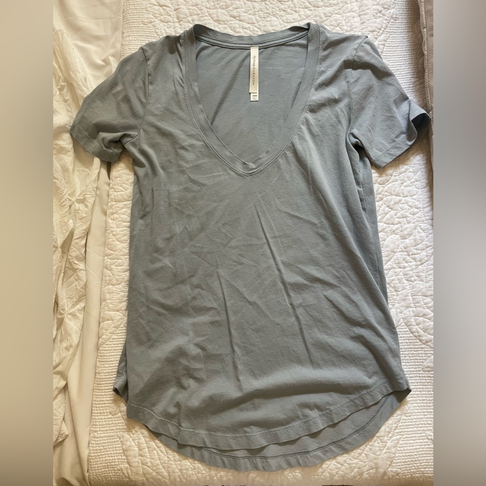 Gray/Light Blue V-Neck T-Shirt
